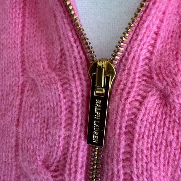 Ralph Lauren NWOT Black Label 100% Cashmere Hot Pink Zip up Cardigan Sweater - Picture 5 of 9